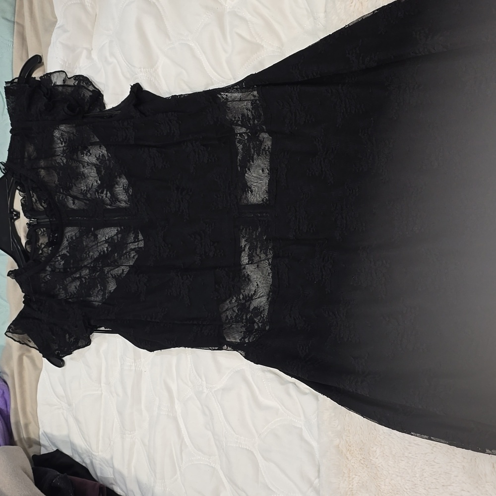 EUC Black Lace See Through Dress. Covered In Important Areas